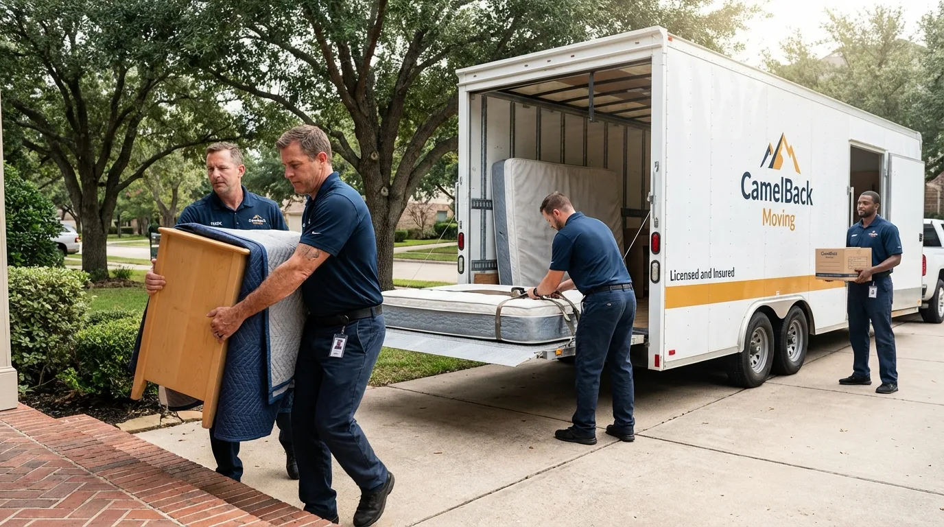 Crew loading residential truck for cross-state move from Fredericksburg, PA