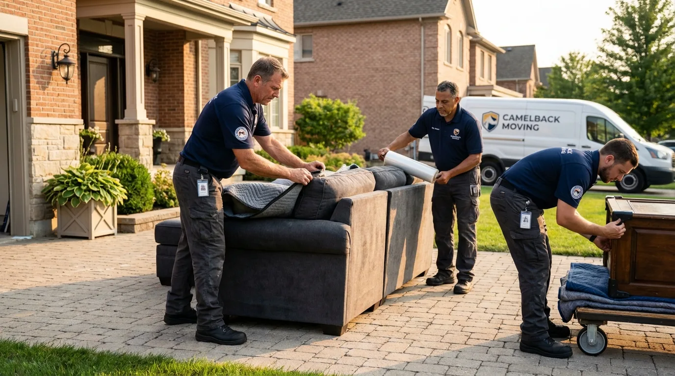Large estate moving crew wrapping furniture in Fredericksburg, PA