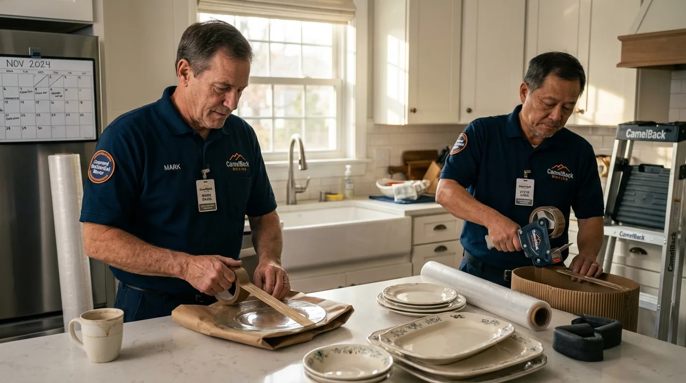 Professional crew packing kitchen dishware in Fredericksburg, PA